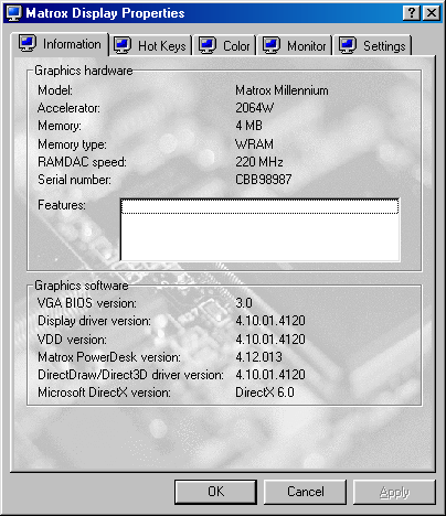 Matrox Millennium information